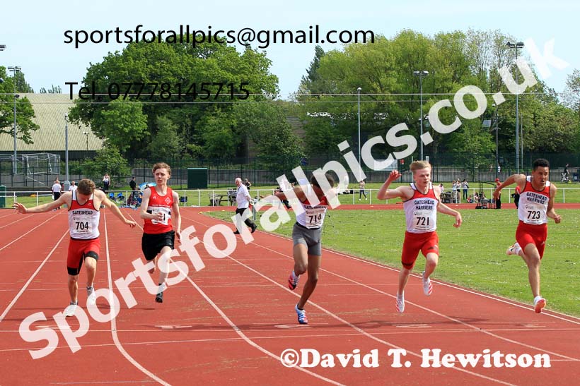 Men and Boys 100 metres, 2022 North Eastern Track and Field Champs., Middlesbrough. David T. Hewitson/Sports for All Pics